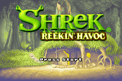 Shrek Reekin' Havoc title screen for GameBoy Advance